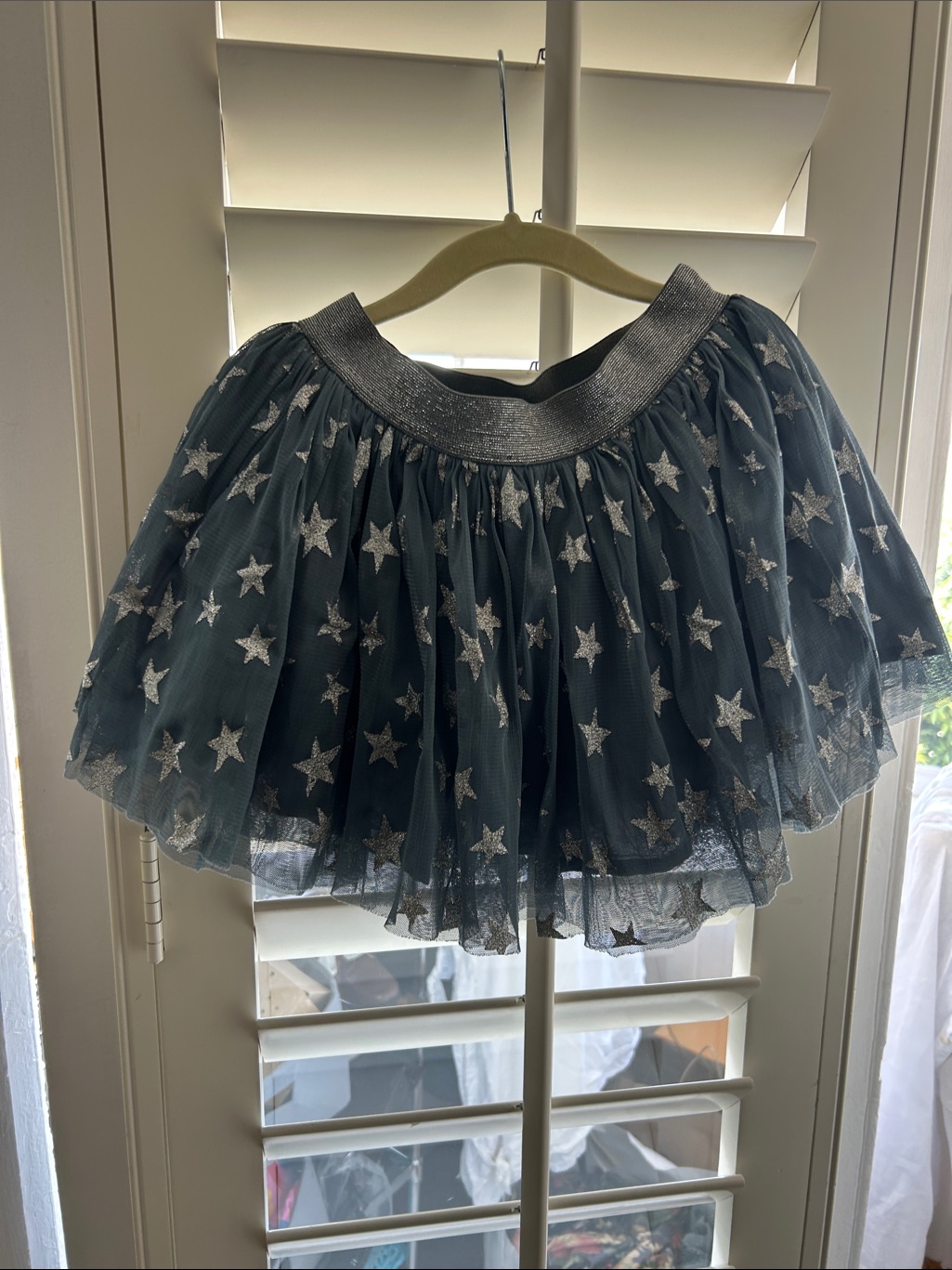 Stella Mccartney Girls Navy Tulle Skirt With Silver Star Detail